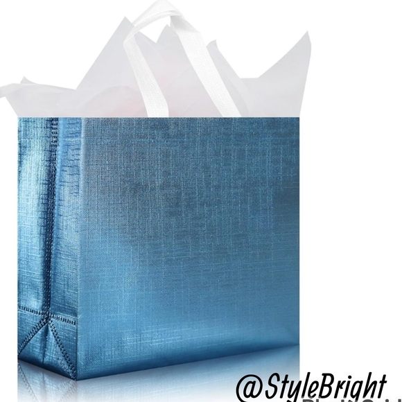 $5 Reusable Tote Gift Bags Large Handles & Insert 12.6 x 11 x 4.7" Pink Or Aqua - Picture 6 of 11